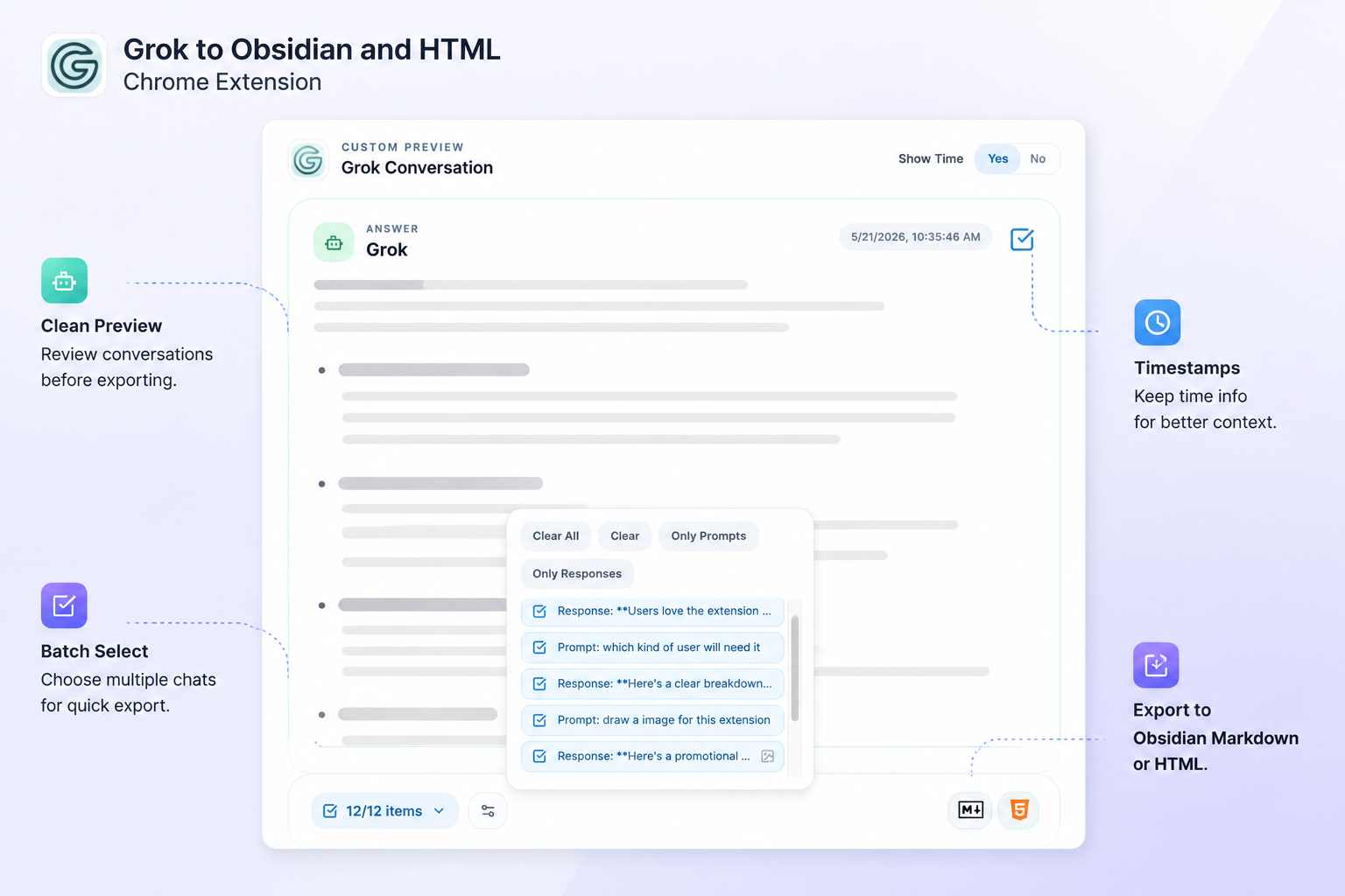 Custom Preview and Selective Export