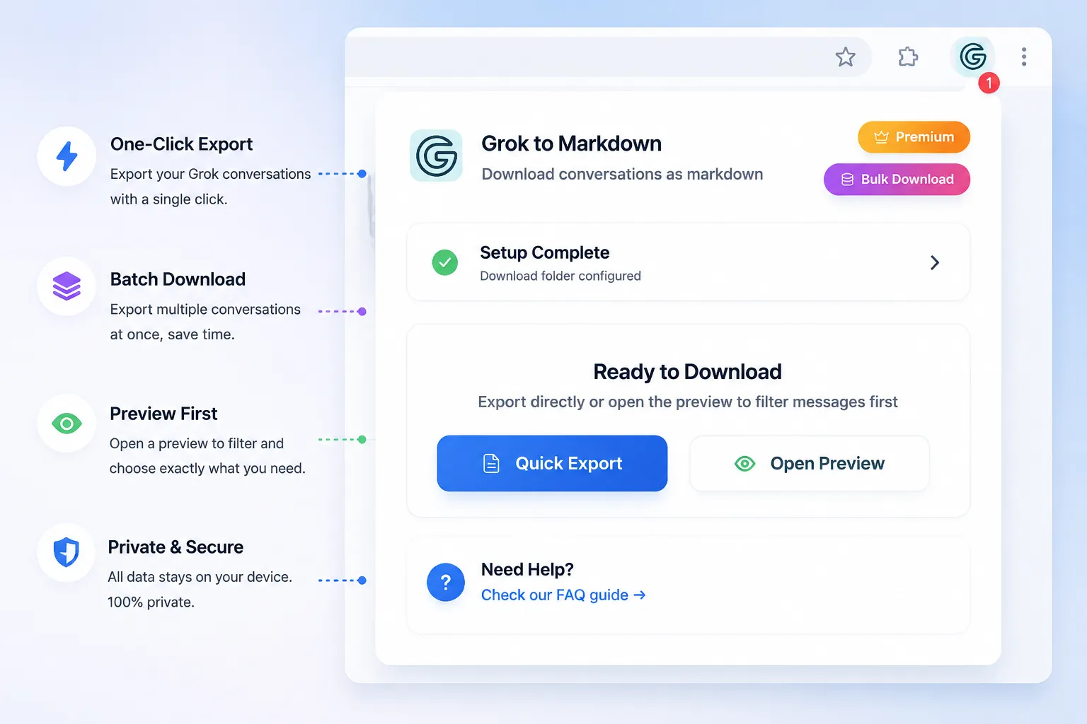 Extension popup after installation