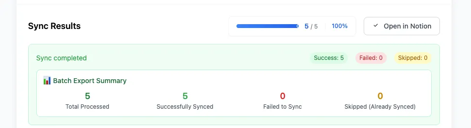Project export sync completed